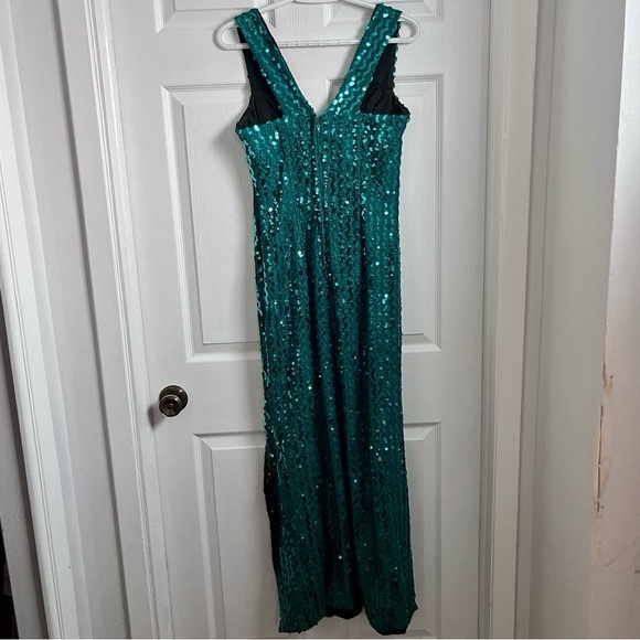 Vintage Flirtations Alfred Angelo Dress green gown sequin women small sexy long - Picture 7 of 11